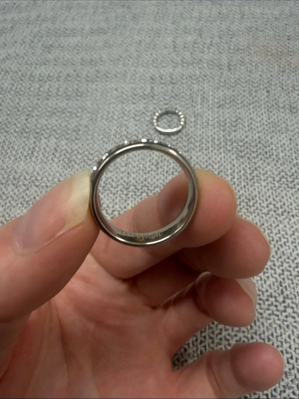 Silver Crystal Eternity Band Ring - Unbranded. Titanium metal.  Size 5.